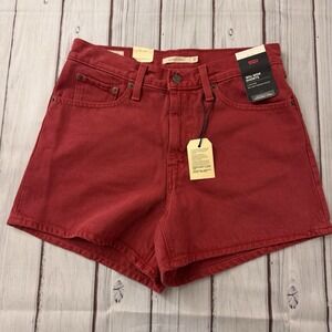 Levi's Premium '80s Mom Shorts Women's Size 27 High Rise Relaxed Fit Red NWT